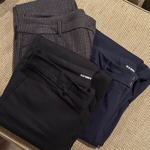 Old Navy Pixie Black and Navy Pants and plaid